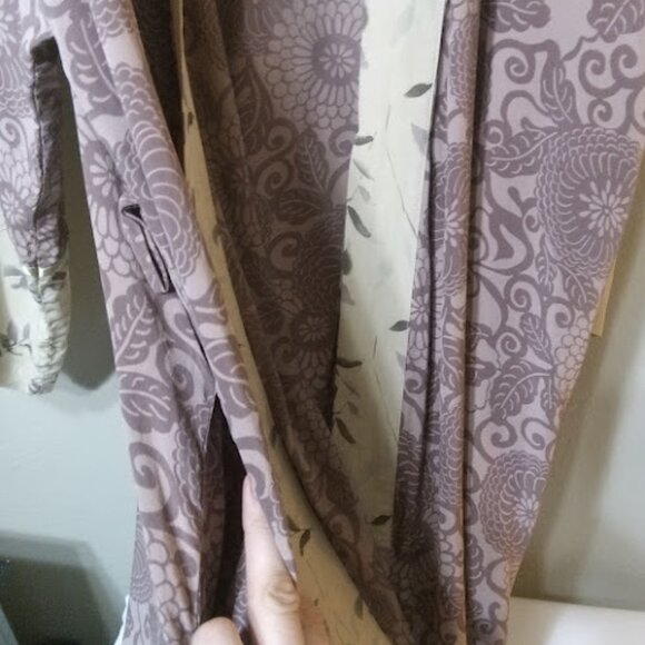 SOFT SURROUNDINGS Silk Open Front House Robe Floral Kimono Duster Boho Cover Up - Picture 8 of 13